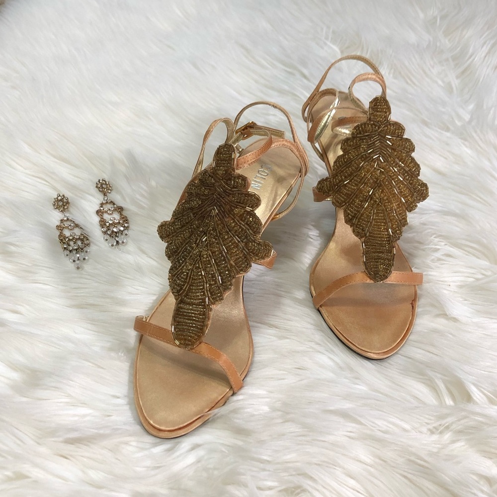 Colin Stuart Rare Vintage Beaded Strappy Heels Size 8